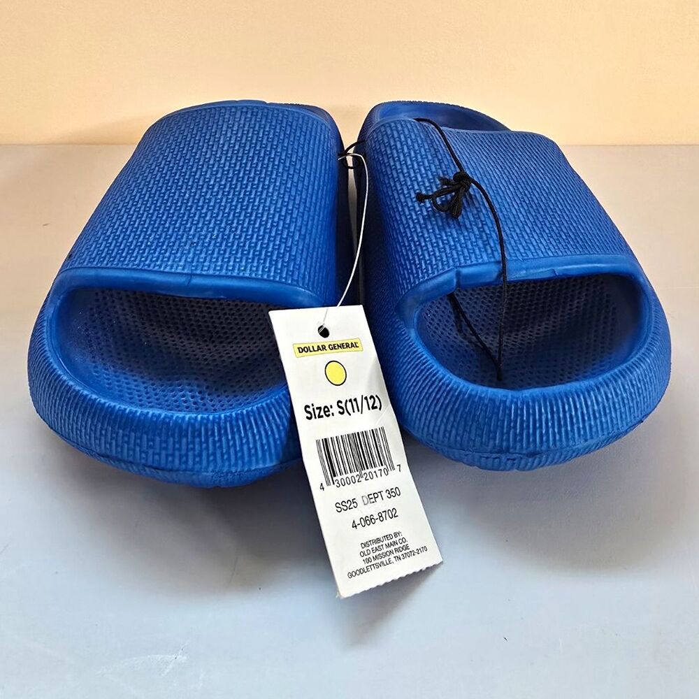 Dollar General Unisex Kids Blue Slide Sandals Slip On Open Toe Synthetic 11